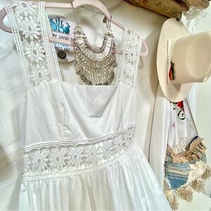 HP🌙Prairie boho Lace maxi Dress w shabby chic country vibe